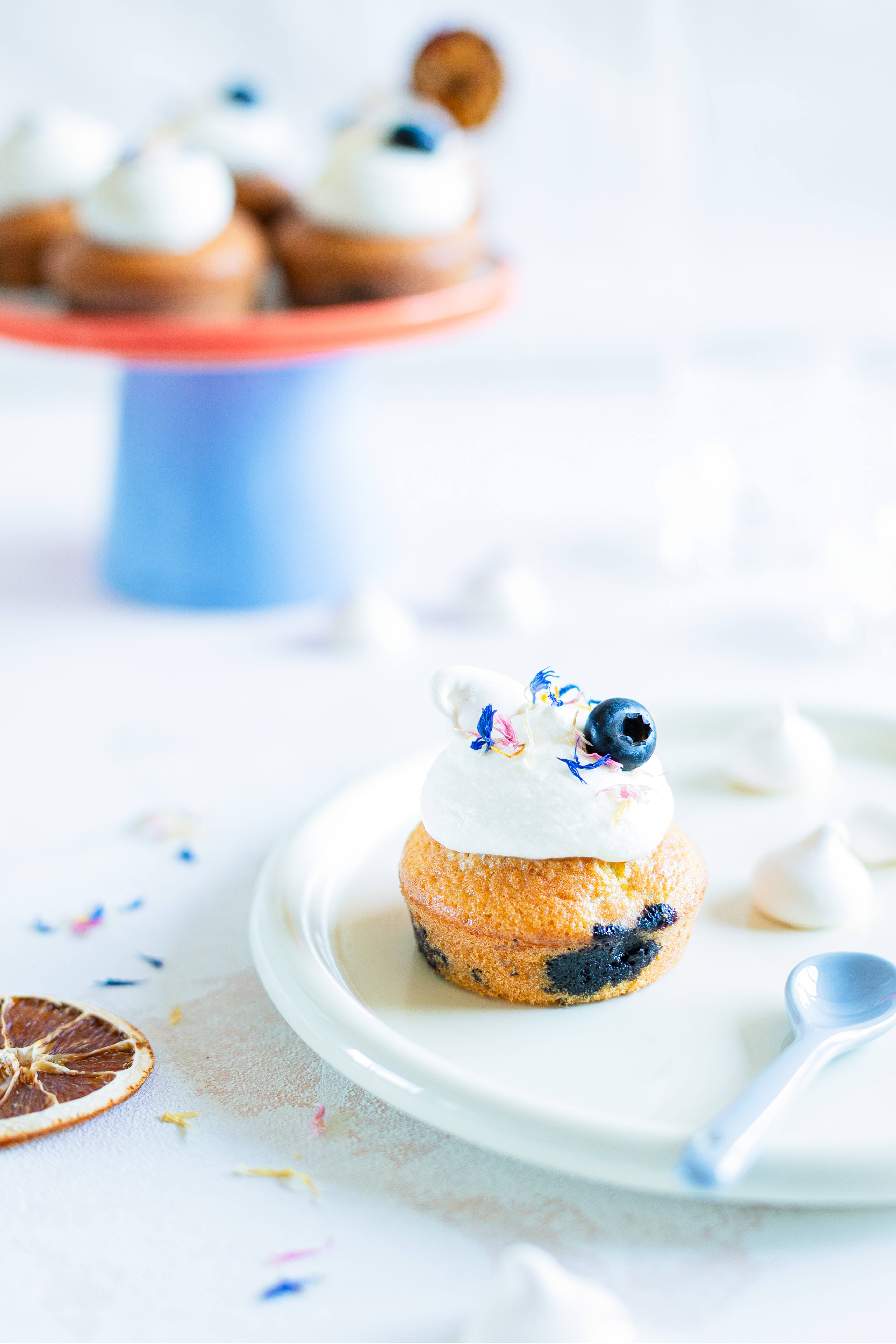 goûter, tea time, gâteau fleuri, recette à la myrtille